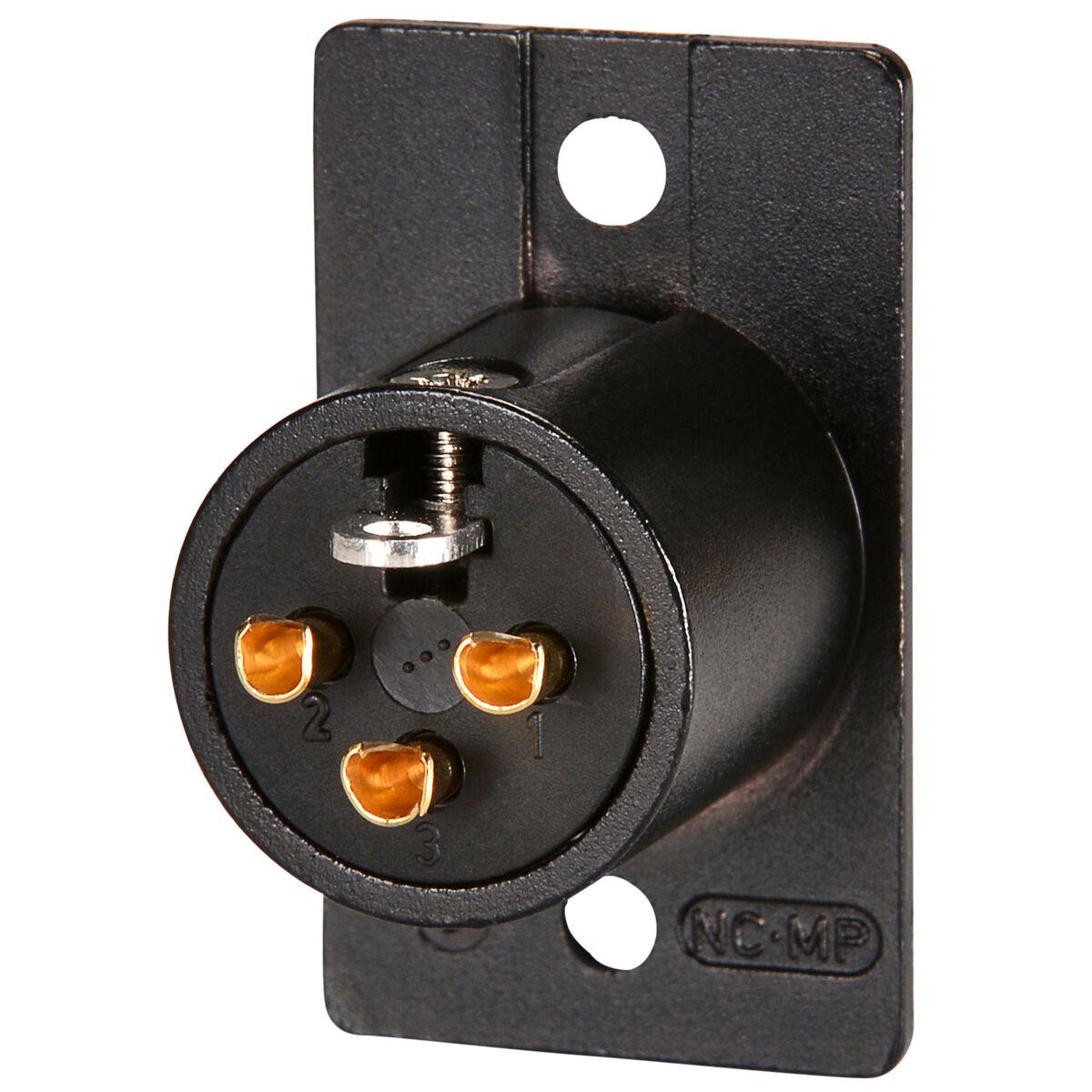 Neutrik NC3MP-B Panel Mount Male XLR Connector Black Gold Contacts